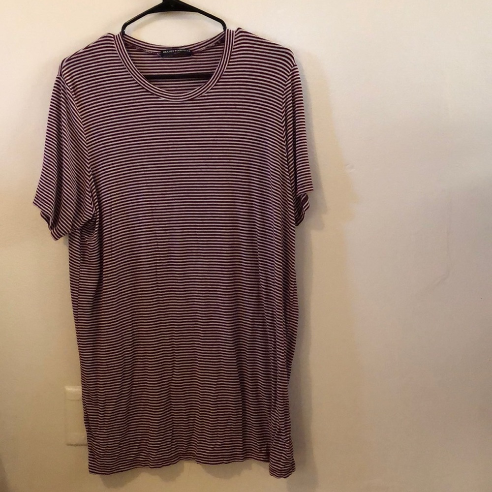 t shirt dress. Maroon and white stripes. One size.
